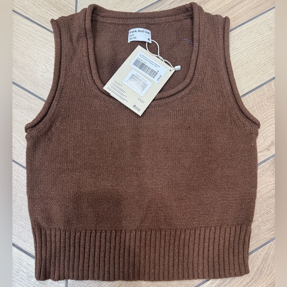 Frank & Oak Brown Crop Top Sleeveless Knit